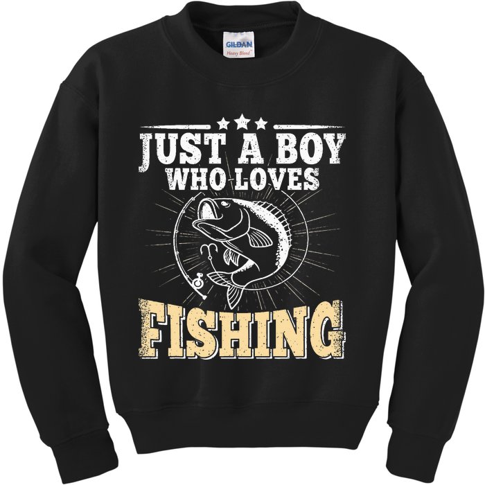 Just A Boy Who Loves Fishing Kids Sweatshirt