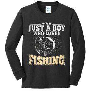 Just A Boy Who Loves Fishing Kids Long Sleeve Shirt