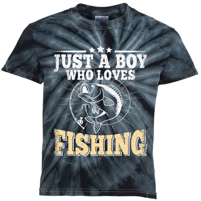 Just A Boy Who Loves Fishing Kids Tie-Dye T-Shirt