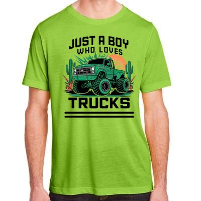 Just A Boy Who Loves Trucks Adult ChromaSoft Performance T-Shirt