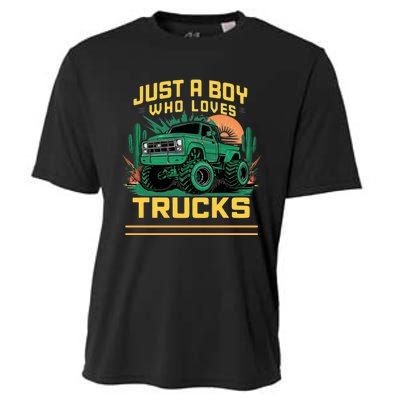 Just A Boy Who Loves Trucks Cooling Performance Crew T-Shirt