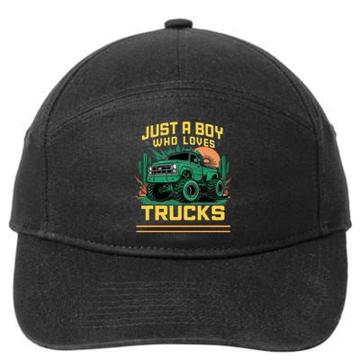 Just A Boy Who Loves Trucks 7-Panel Snapback Hat