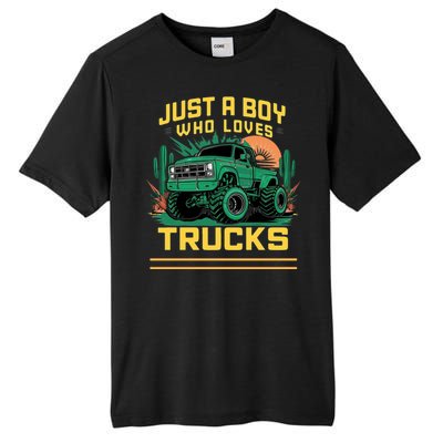 Just A Boy Who Loves Trucks Tall Fusion ChromaSoft Performance T-Shirt