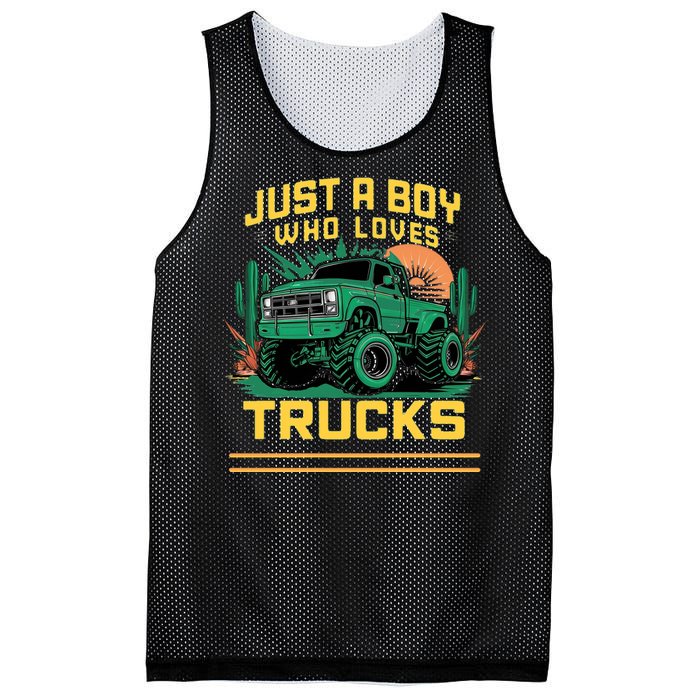 Just A Boy Who Loves Trucks Mesh Reversible Basketball Jersey Tank