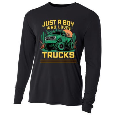 Just A Boy Who Loves Trucks Cooling Performance Long Sleeve Crew