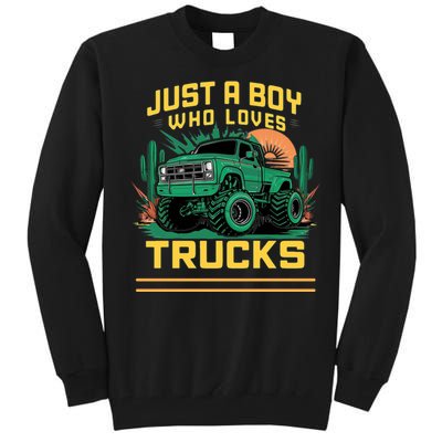 Just A Boy Who Loves Trucks Tall Sweatshirt