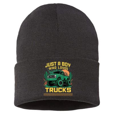 Just A Boy Who Loves Trucks Sustainable Knit Beanie