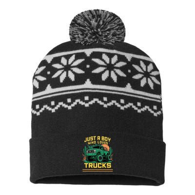 Just A Boy Who Loves Trucks USA-Made Snowflake Beanie