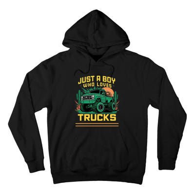 Just A Boy Who Loves Trucks Tall Hoodie