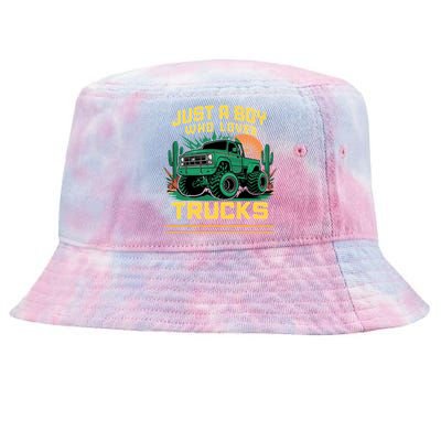 Just A Boy Who Loves Trucks Tie-Dyed Bucket Hat