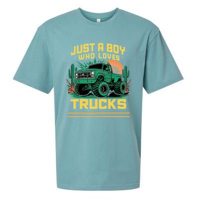 Just A Boy Who Loves Trucks Sueded Cloud Jersey T-Shirt