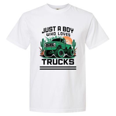 Just A Boy Who Loves Trucks Garment-Dyed Heavyweight T-Shirt