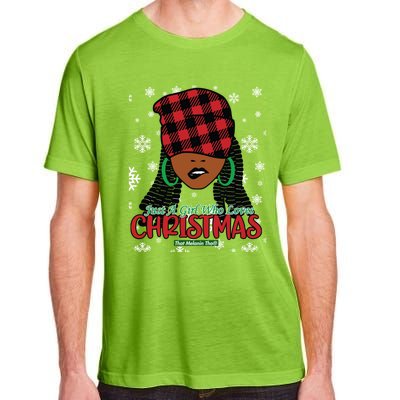 Just A Black Who Loves Christmas Cute Black Mrs Claus Cool Gift Adult ChromaSoft Performance T-Shirt