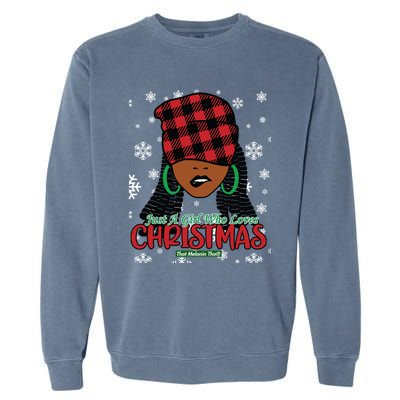 Just A Black Who Loves Christmas Cute Black Mrs Claus Cool Gift Garment-Dyed Sweatshirt