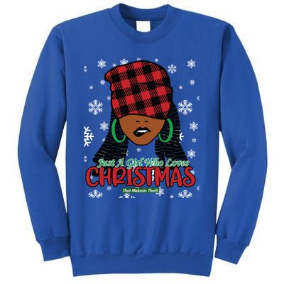 Just A Black Who Loves Christmas Cute Black Mrs Claus Cool Gift Sweatshirt