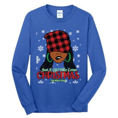 Just A Black Who Loves Christmas Cute Black Mrs Claus Cool Gift Tall Long Sleeve T-Shirt