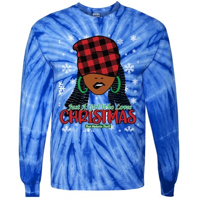 Just A Black Who Loves Christmas Cute Black Mrs Claus Cool Gift Tie-Dye Long Sleeve Shirt