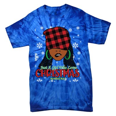 Just A Black Who Loves Christmas Cute Black Mrs Claus Cool Gift Tie-Dye T-Shirt