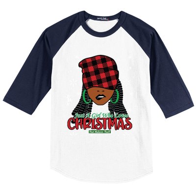 Just A Black Who Loves Christmas Cute Black Mrs Claus Cool Gift Baseball Sleeve Shirt