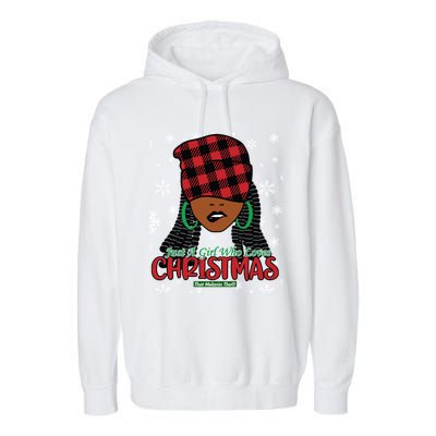 Just A Black Who Loves Christmas Cute Black Mrs Claus Cool Gift Garment-Dyed Fleece Hoodie