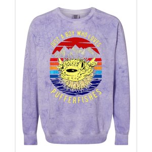 Just A Boy Who Loves Pufferfishes Puffer Fish Colorblast Crewneck Sweatshirt