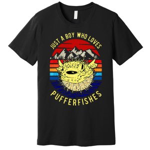 Just A Boy Who Loves Pufferfishes Puffer Fish Premium T-Shirt