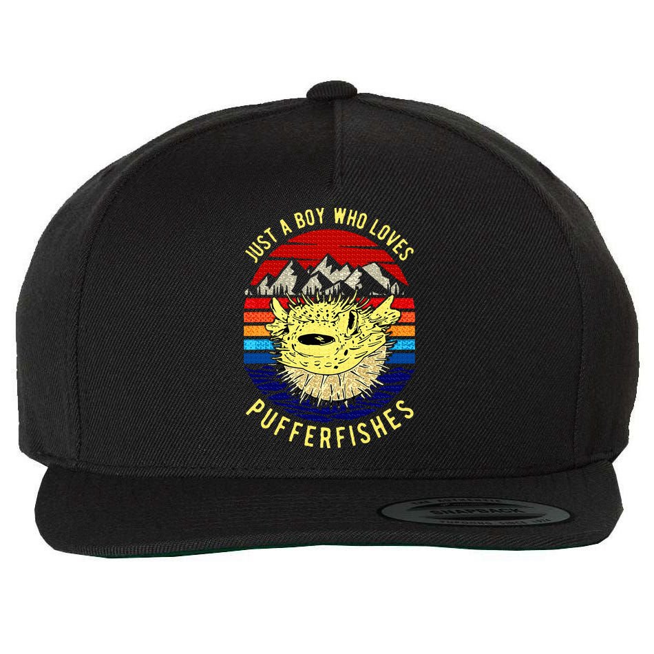 Just A Boy Who Loves Pufferfishes Puffer Fish Wool Snapback Cap