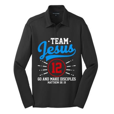 Jesus And Baseball Team Jesus Christian Matthew 2819 Verse Silk Touch Performance Long Sleeve Polo