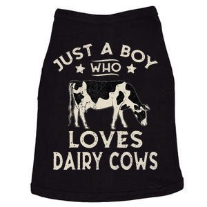 Just A Boy Who Loves Dairy Cows Funny Dairy Cow Lovers Doggie Tank