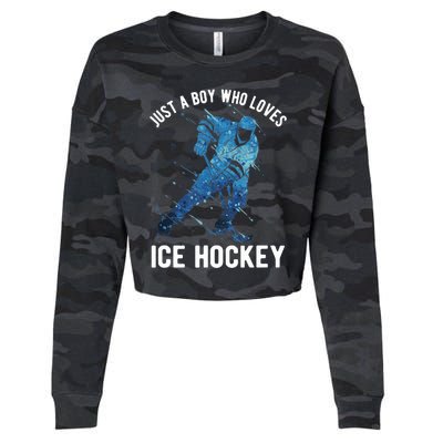 Just A Boy Who Loves Ice Hockey Cropped Pullover Crew