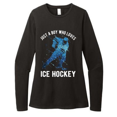 Just A Boy Who Loves Ice Hockey Womens CVC Long Sleeve Shirt