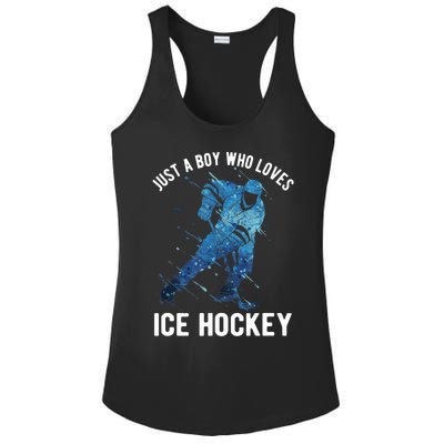 Just A Boy Who Loves Ice Hockey Ladies PosiCharge Competitor Racerback Tank