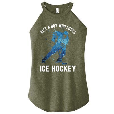 Just A Boy Who Loves Ice Hockey Women’s Perfect Tri Rocker Tank