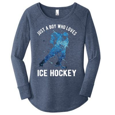 Just A Boy Who Loves Ice Hockey Women's Perfect Tri Tunic Long Sleeve Shirt