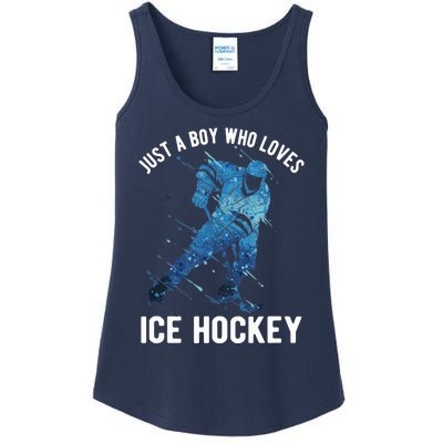 Just A Boy Who Loves Ice Hockey Ladies Essential Tank