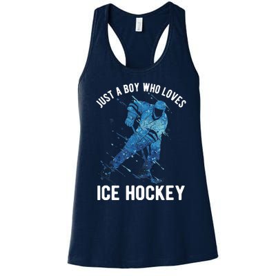 Just A Boy Who Loves Ice Hockey Women's Racerback Tank