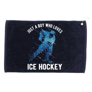 Just A Boy Who Loves Ice Hockey Grommeted Golf Towel