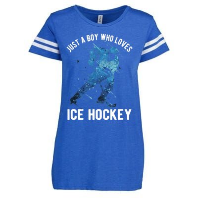 Just A Boy Who Loves Ice Hockey Enza Ladies Jersey Football T-Shirt