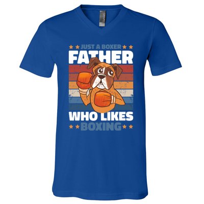 Just A Boxer Father Who Love Boxing For Fathersday Gift V-Neck T-Shirt