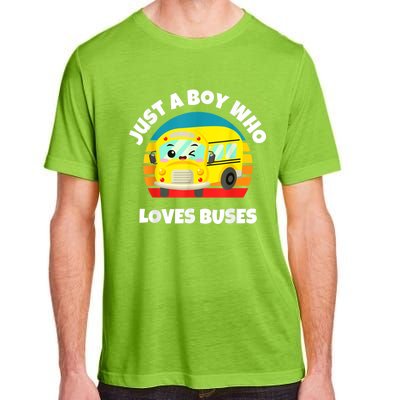 Just A Boy Who Loves Buses Birthday Yellow School Bus Lover Adult ChromaSoft Performance T-Shirt