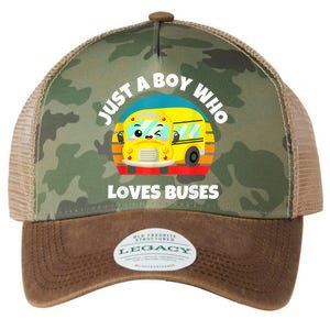 Just A Boy Who Loves Buses Birthday Yellow School Bus Lover Legacy Tie Dye Trucker Hat