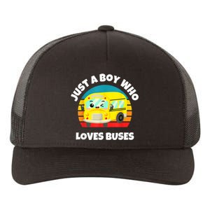 Just A Boy Who Loves Buses Birthday Yellow School Bus Lover Yupoong Adult 5-Panel Trucker Hat