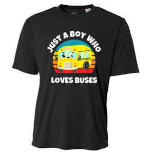 Just A Boy Who Loves Buses Birthday Yellow School Bus Lover Cooling Performance Crew T-Shirt