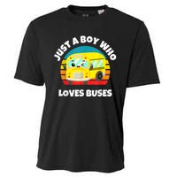 Just A Boy Who Loves Buses Birthday Yellow School Bus Lover Cooling Performance Crew T-Shirt