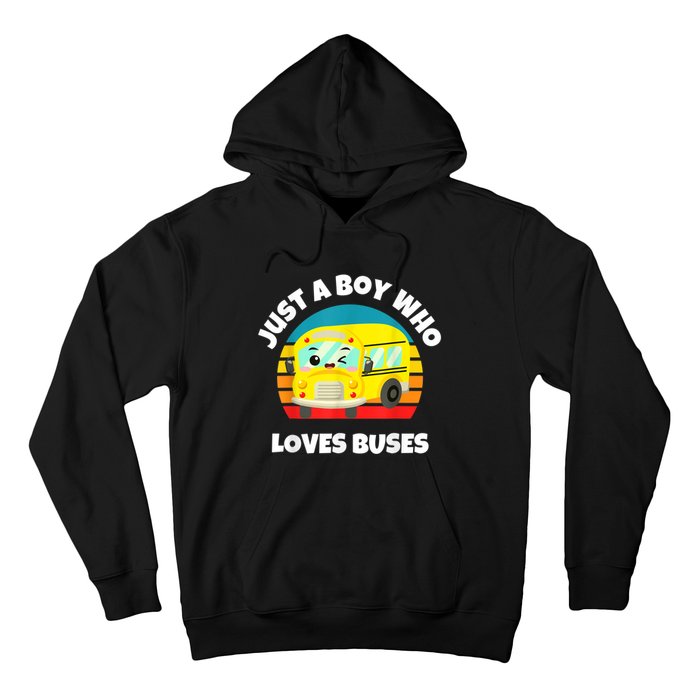 Just A Boy Who Loves Buses Birthday Yellow School Bus Lover Hoodie