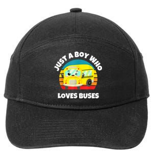 Just A Boy Who Loves Buses Birthday Yellow School Bus Lover 7-Panel Snapback Hat