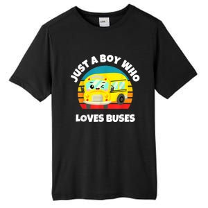 Just A Boy Who Loves Buses Birthday Yellow School Bus Lover Tall Fusion ChromaSoft Performance T-Shirt