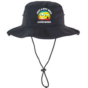 Just A Boy Who Loves Buses Birthday Yellow School Bus Lover Legacy Cool Fit Booney Bucket Hat