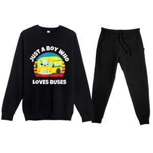 Just A Boy Who Loves Buses Birthday Yellow School Bus Lover Premium Crewneck Sweatsuit Set