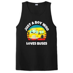 Just A Boy Who Loves Buses Birthday Yellow School Bus Lover PosiCharge Competitor Tank